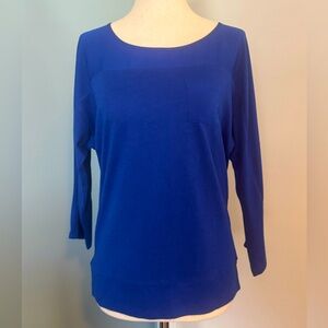 Chico’s lady size 0. Royal blue three-quarter length sleeve top. New with tags!